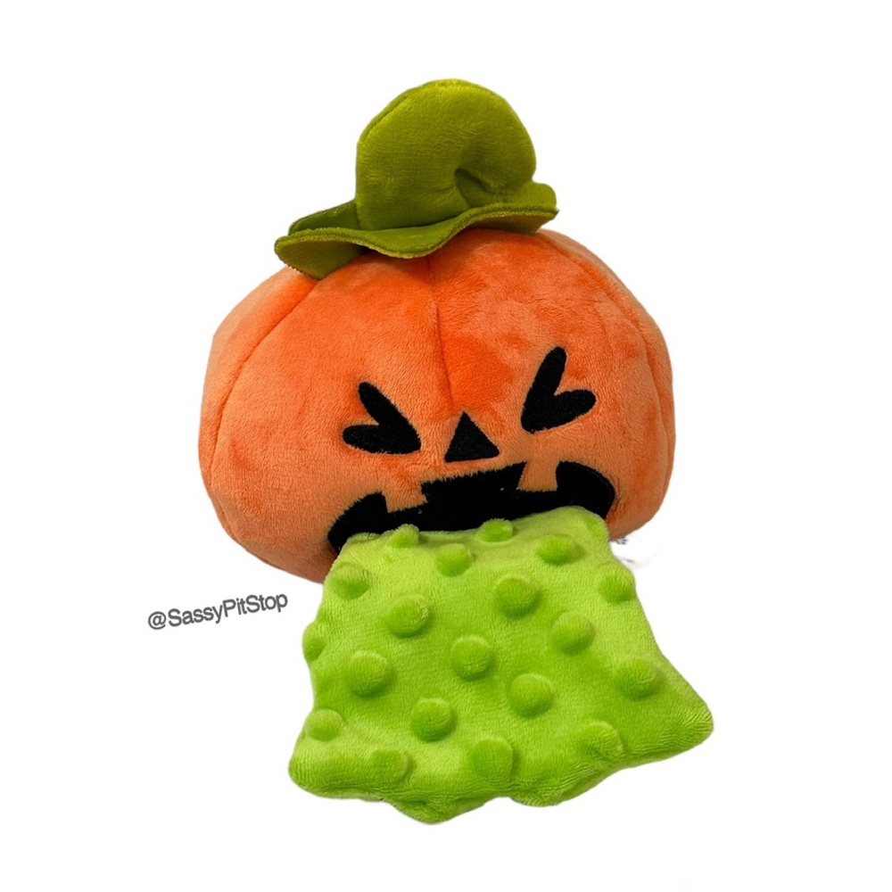 BARK Yak-O-Lantern Pumpkin Plush Dog Toy Crinkle Squeaker
